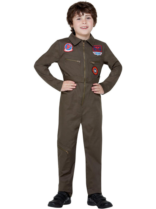 Top Gun Pilot Costume Kids | Khaki Jumpsuit | Fighter Pilot Outfit