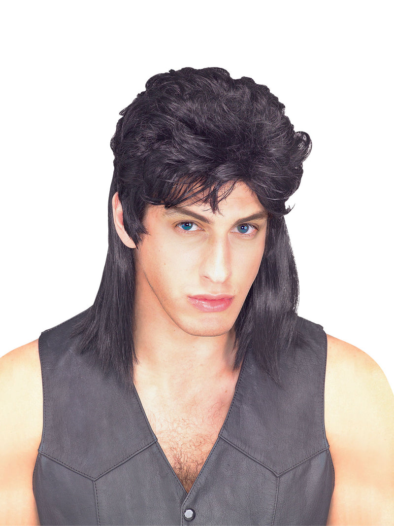 Mullet Black 80s Wig