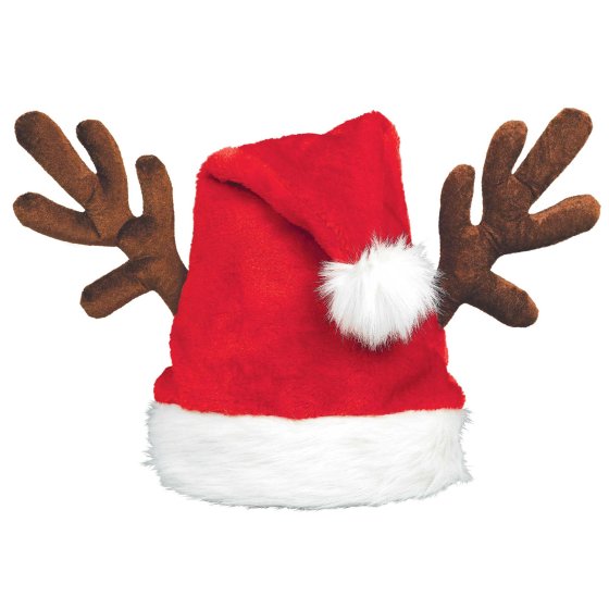 Santa Hat with Antlers - Buy Online Only