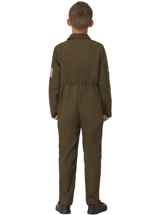 Top Gun Maverick Kids Aviator Costume | Green Flight Jumpsuit