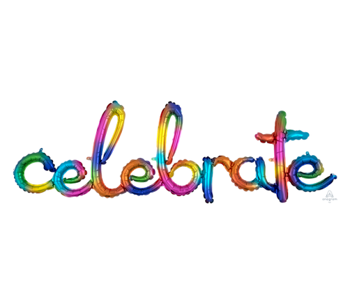 Celebrate Script Rainbow Foil Balloon | 149cm Air-Fill Only
