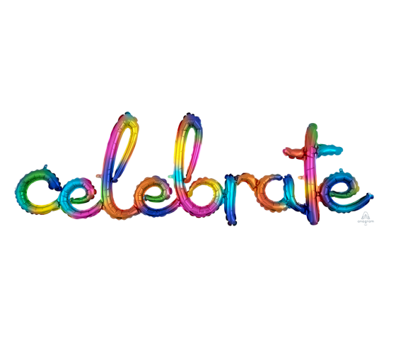 Celebrate Script Rainbow Foil Balloon | 149cm Air-Fill Only