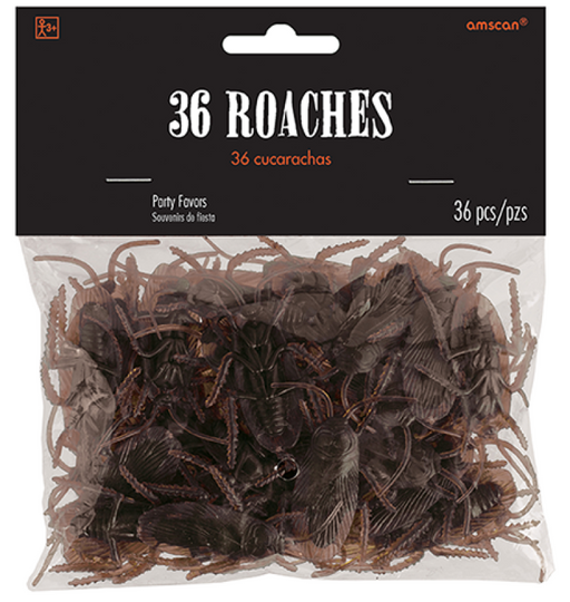 Plastic Cockroach Favors | 36 Pack Creepy Halloween Bug Decorations