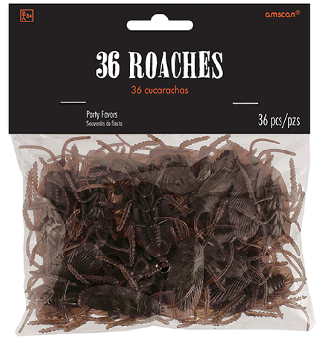 Plastic Cockroach Favors | 36 Pack Creepy Halloween Bug Decorations