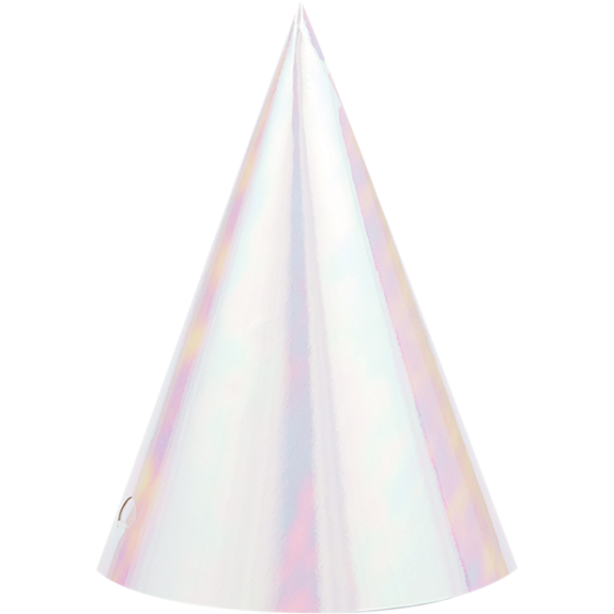 Iridescent Foil Cone Shaped Party Hats 8 Pack - Buy Online Only