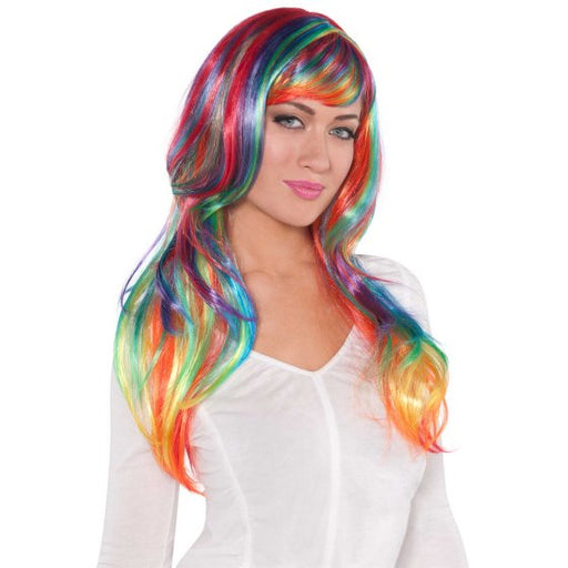 Glamorous Rainbow Wig – Long Wavy Style for Kids & Adults