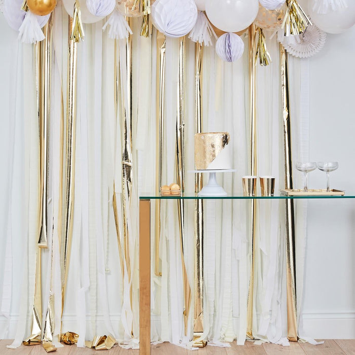 Mix it Up Gold Metallic Steamer Backdrop - Buy Online Only