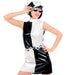 60s 70s MOD Costume | Retro Vinyl Dress | Black White Outfit