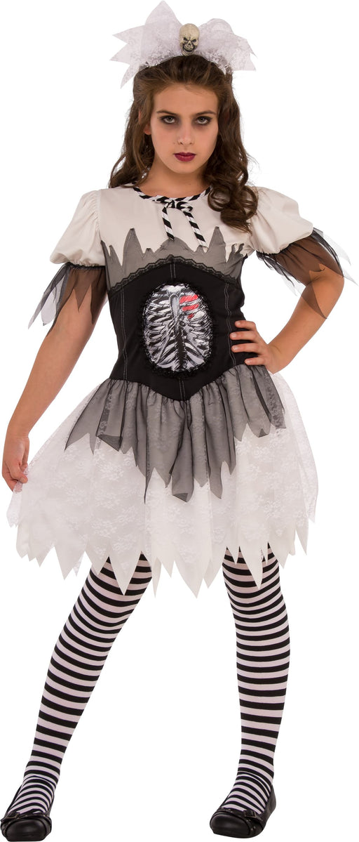 Teen Skeleton Costume | Open Ribs Dress with Skull Headband