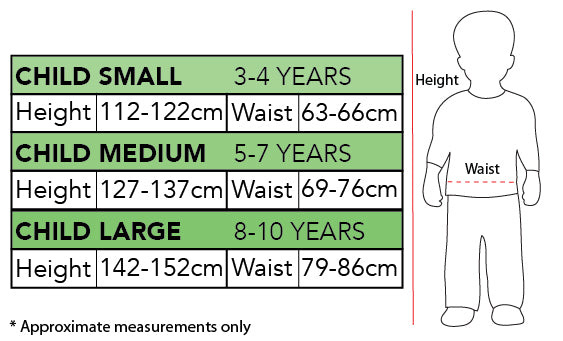 Jedit Robe Star wars costume size chart