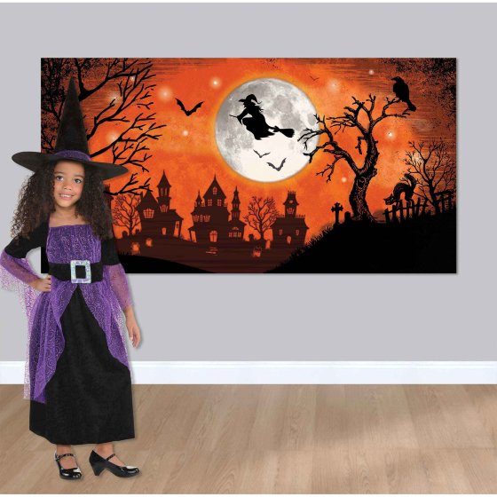 Halloween Classic Orange & Black Witch Scene Setter - Buy Online Only