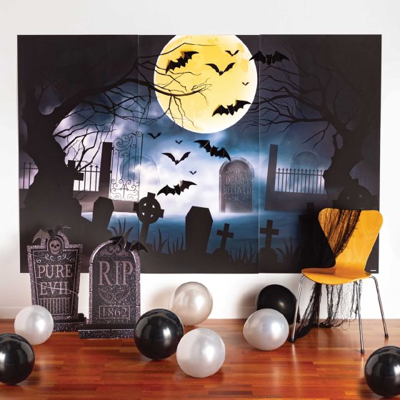 Graveyard Backdrop Deluxe Scene Setters Kit - Buy Online Only