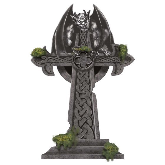 Mossy Cross Tombstone Styrofoam Decoration - Buy Online Only