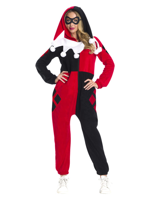 Harley Quinn Onesie Costume | Adult DC Comics Fleece Jumpsuit