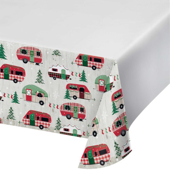 Christmas Campers Tablecover Border Print 137cm X 259cm - Buy Online Only