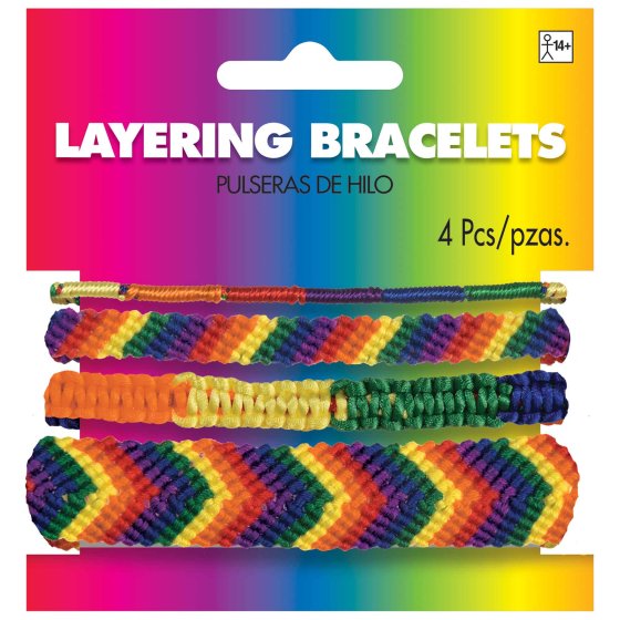 Rainbow Layering Bracelets – 4 Pack of Colourful Thread Bracelets