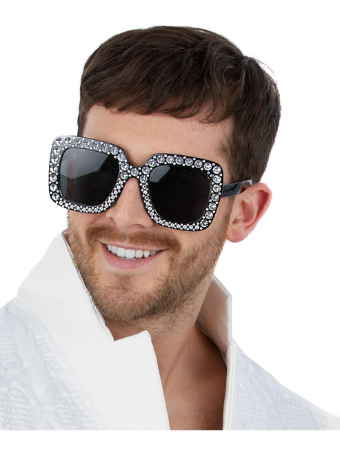 Disco Jewelled Specs | Black Retro Party Sunglasses