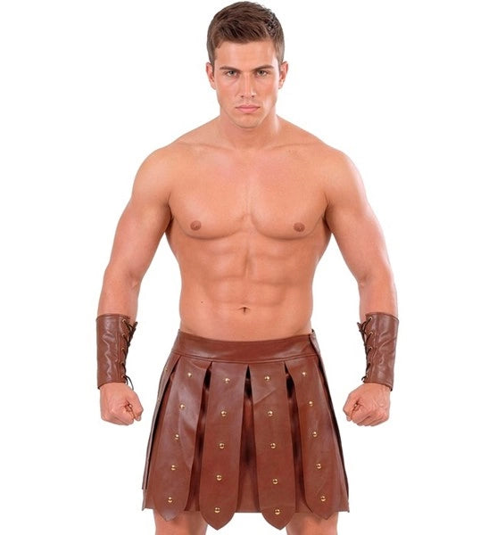 Gladiator Leather Look Kilt Adjustable Sizing + Arm Guards