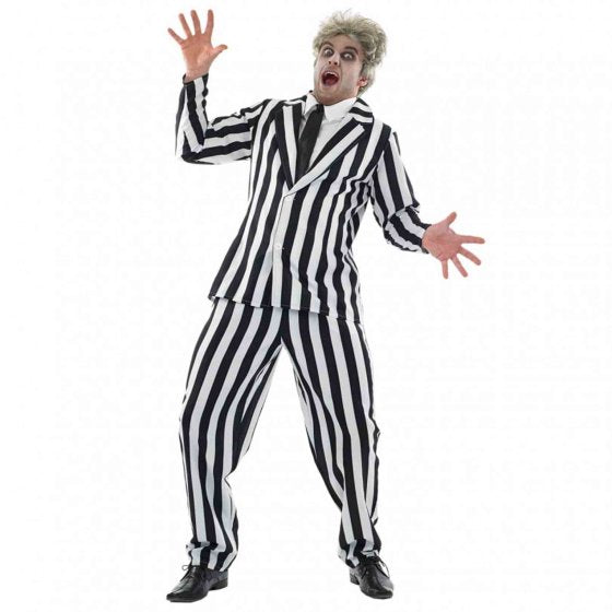 Beetlejuice Costume | Men's Black & White Striped Suit Outfit