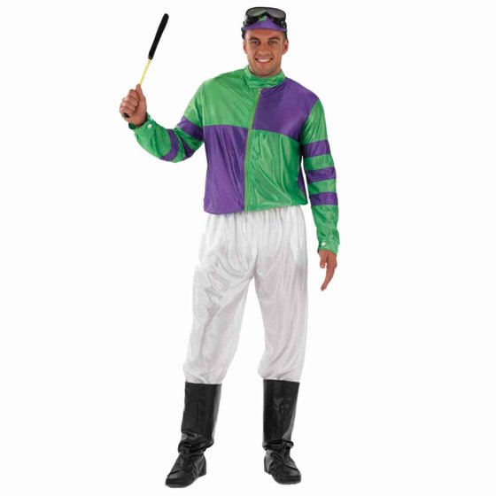 Green & Purple Jockey Costume | Men's Race Day Outfit Set