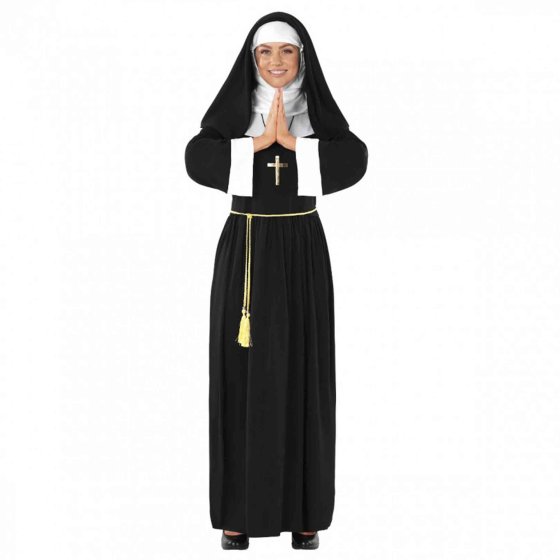 Women's Nun Costume | Classic Black Robe with Veil & Cross