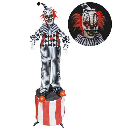 Animatronic Clown on Stage | Creepy Circus Halloween Prop with Lights