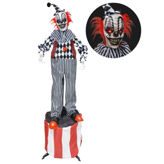 Animatronic Clown on Stage | Creepy Circus Halloween Prop with Lights