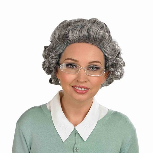Granny Wig and Glasses Set | Curly Grey Adult Costume Accessory