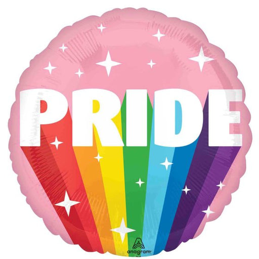 Burst of Pride Balloon 45cm | Round Foil Balloon with Rainbow Rays