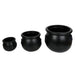 Halloween Cauldron Set | Black Plastic Witch Cauldron 3 Pack