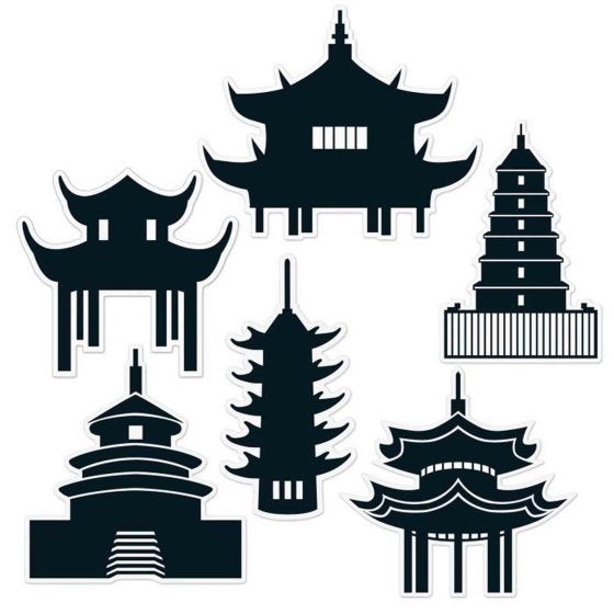 Chinese Pagoda Silhouettes – 28cm Cutouts for New Year Displays