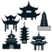 Chinese Pagoda Silhouettes – 28cm Cutouts for New Year Displays