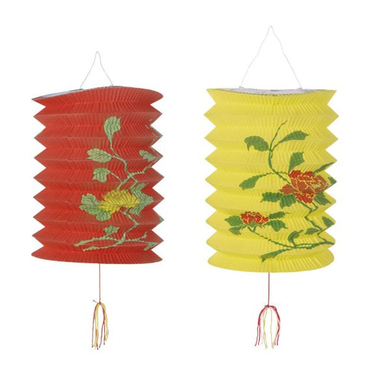 Chinese New Year Paper Lanterns – 23cm | Red & Yellow Floral