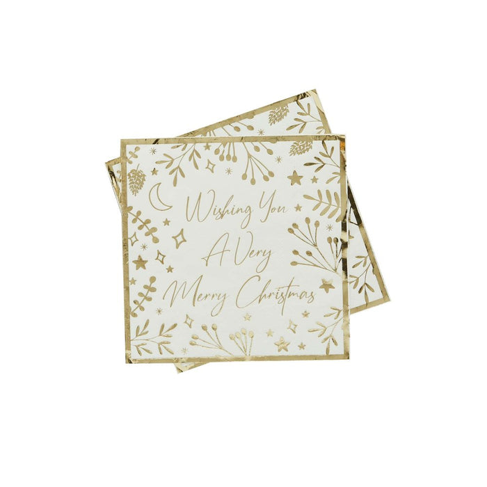 Festive Folklore Additions Gold Lunch Napkins 16 pack - Buy Online Only