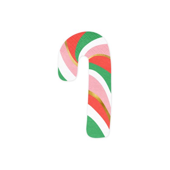 Pink Christmas Candy Cane Shaped Napkins 20 pack - Buy Online Only
