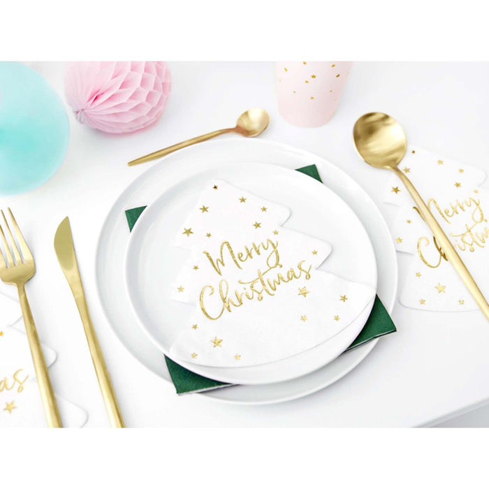 Classic Christmas Tree Shaped Napkins 20 pack - Buy Online Only