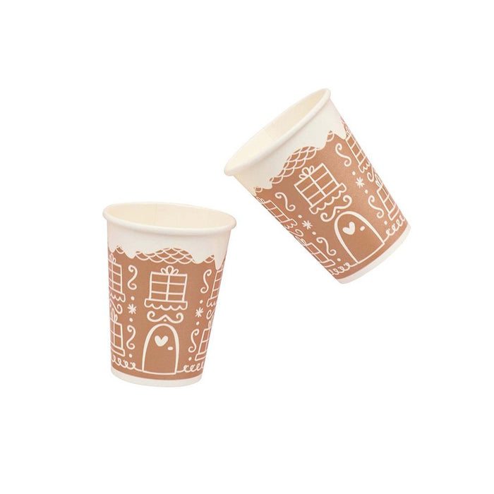 Gingerbread House 266ml Paper Cups 8 pack - Buy Online Only