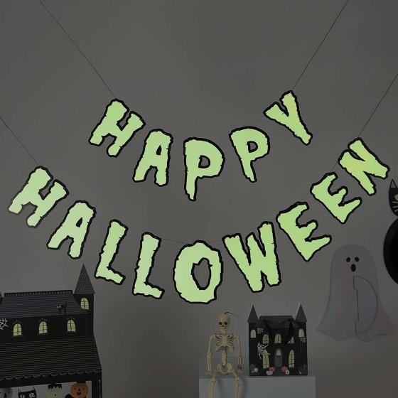 Retro Happy Halloween Glow in the Dark Banner - Buy Online Only