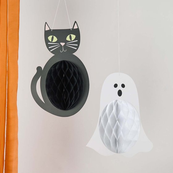 Retro Halloween Spook Friends Hanging Honeycomb Decorations - Buy Online Only