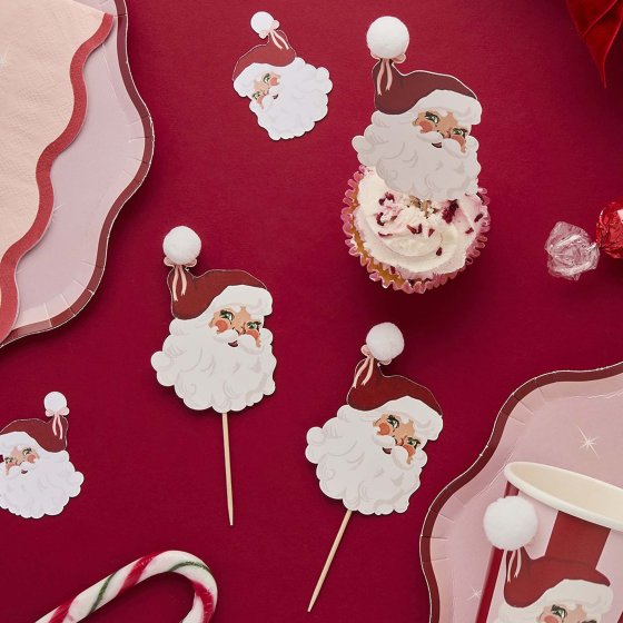 Santa Baby Pom Pom Cupcake Toppers 12 pack - Buy Online Only
