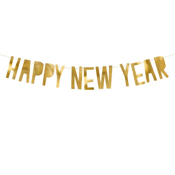 Happy New Year Gold Block Letter Banner - Buy Online Only