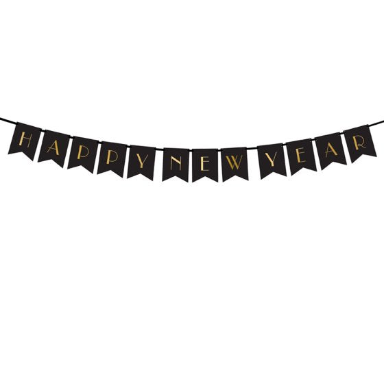 Happy New Year Black Pennant Letter Banner - Buy Online Only