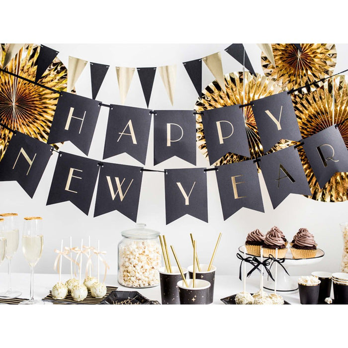 Happy New Year Black Pennant Letter Banner - Buy Online Only