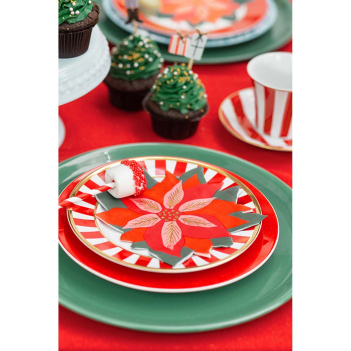 Classic Christmas Poinsettia Shaped Napkins 20 pack - Buy Online Only
