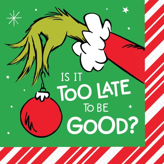 Dr Seuss The Grinch Lunch Napkins 16 pack - Buy Online Only