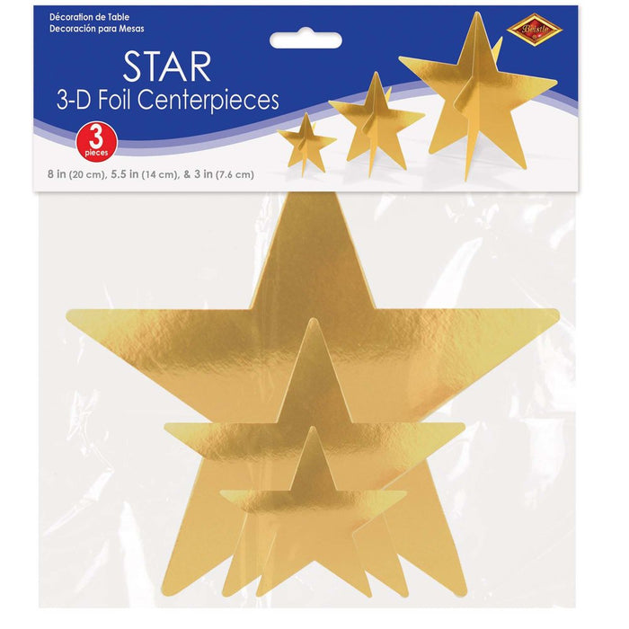 3D Gold Foil Star Centrepiece - Buy Online Only