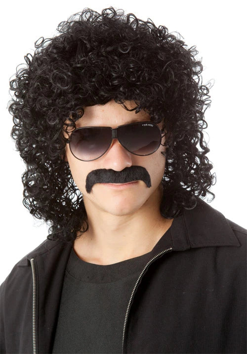 Black Curly Mullet