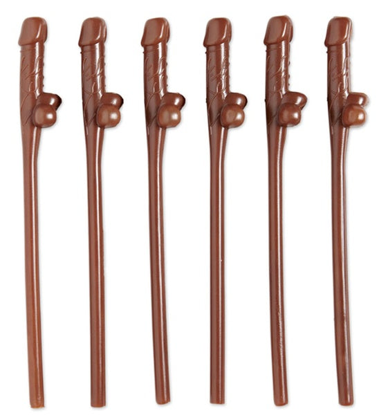 Brown Afro Willy Sipping Straws Set of 6