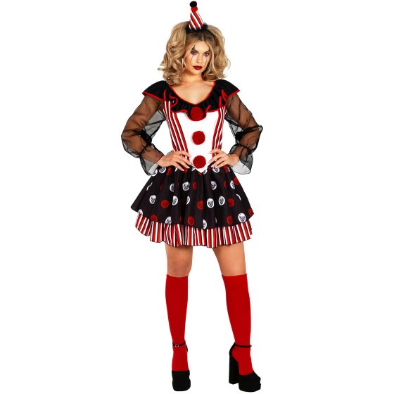 Skull & Stripes Women's Clown Costume