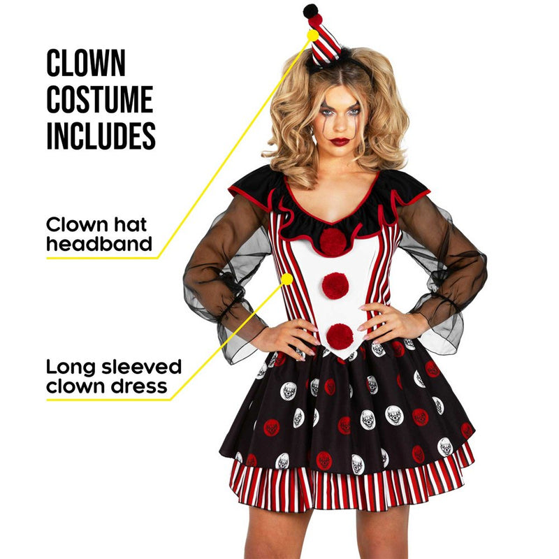 Skull & Stripes Women's Clown Costume